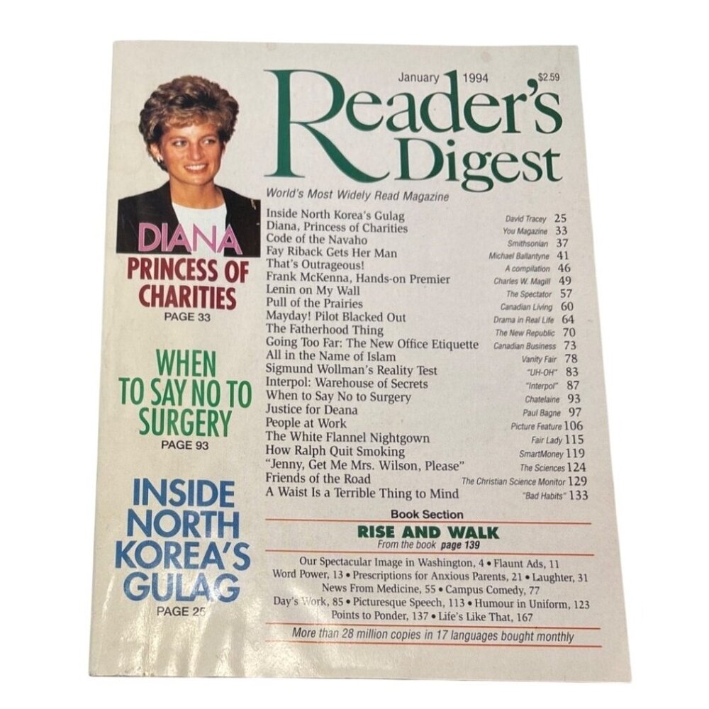 Readers Digest January 1994 Magazine Featuring Princess Diana Edition